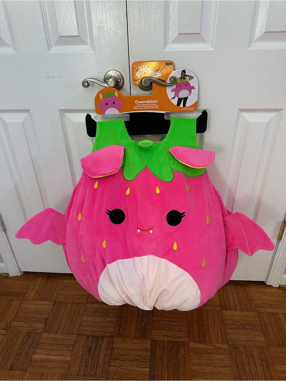 Squishmallows Adult Gwendolyn Strawberry Bat Halloween Bodysuit Costume NEW